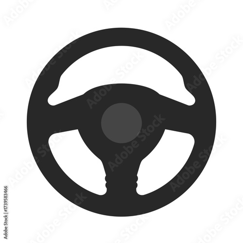 Simple vector illustration of a car steering wheel icon.