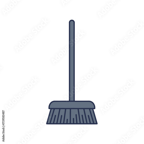 Simple vector illustration of a gray cleaning broom.