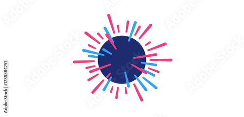 innovation explosion representing disruptive innovation and creative energy with blue and pink rays emanating from a central point ideal for tech startup