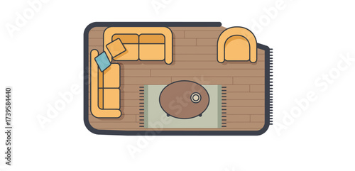 living room interior design creating a cozy and functional floor plan with a sectional sofa accent chair coffee table and rug on wood floors for home decor