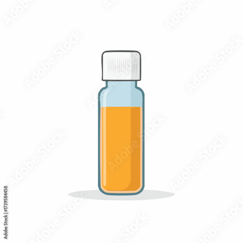Medicine bottle with orange syrup or liquid vitamin vector illustration