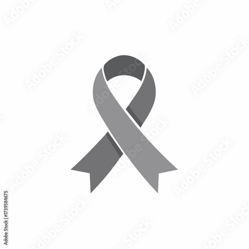 Gray Awareness Ribbon Symbol for Disease Prevention Campaign Advocacy and Support
