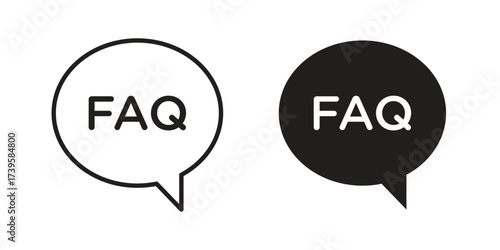 FAQ icon flat black and white logo