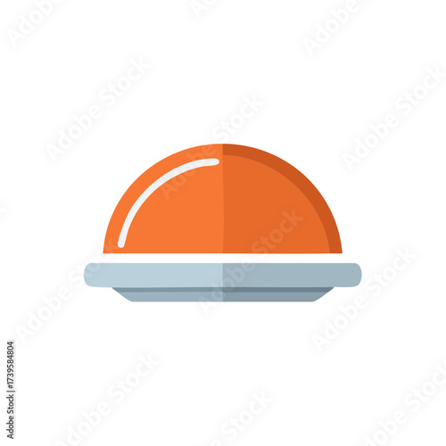 Orange food cloche icon, illustration of covered food plate, dining concept