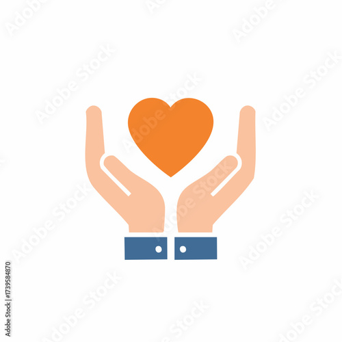 Orange Heart Held in Two Hands Symbolizing Love Care and Generosity Graphic