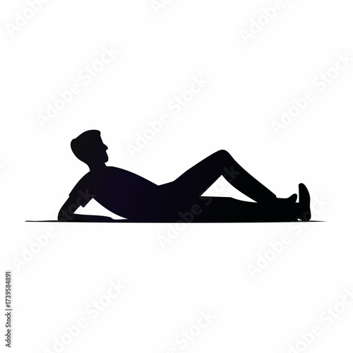 Man relaxing, lying down silhouette illustration