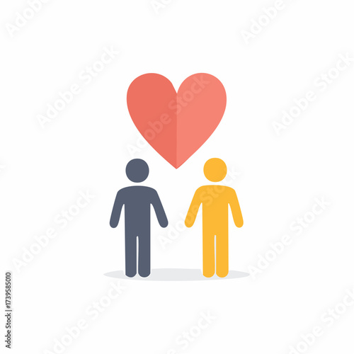 Stylized icon depicting two people under a heart, illustrating concepts of unity and love