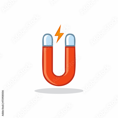U Shaped Magnet with Electricity Spark Attraction Force Concept