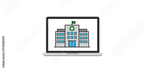 Online hospital consultation on a laptop showcasing telemedicine and healthcare accessibility promoting digital health solutions for remote patients.
