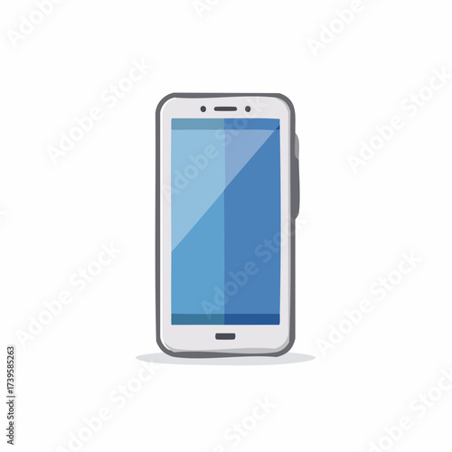 Simple drawing of a white smartphone with a blue screen and rounded corners
