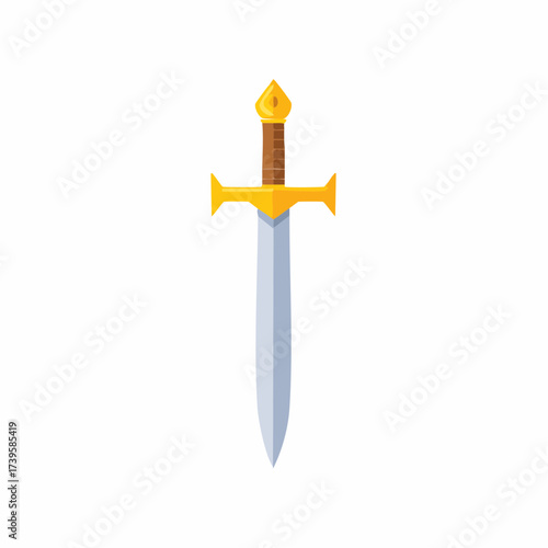 Vector illustration of a medieval fantasy sword with a golden hilt