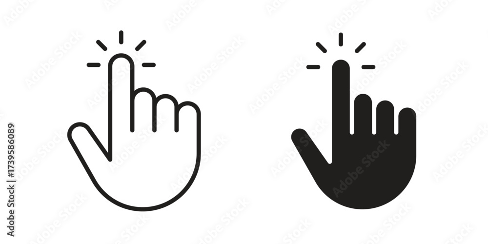 Obraz premium finger tap icon flat black and white logo
