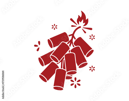 Chinese New Year festivities, firecracker graphic design, ready-to-use icon

