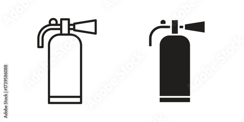 Fire extinguisher icon flat black and white logo