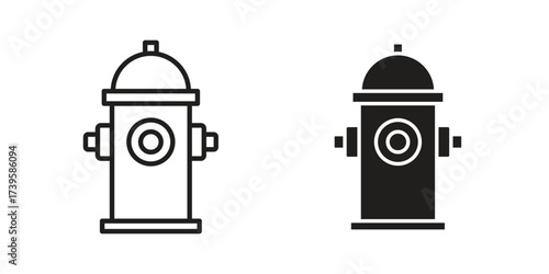 Fire hydrant icon flat black and white logo
