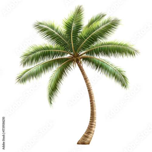 Tropical Coconut Palm Tree Icon with Lush Green Leaves