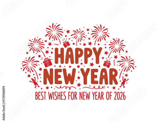 A fantastic hand-drawn sticker wishing you a happy new year, all the best for 2026!
