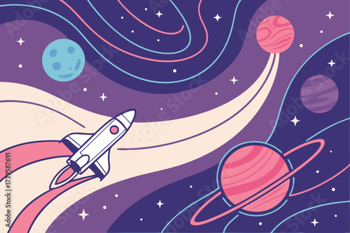 Abstract cosmic and space themed vector illustration with celestial elements