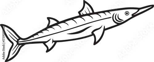 paddlefish outline vector illustration line art