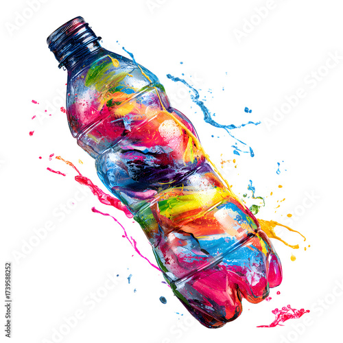 Vibrant Plastic Bottle on White Background: Eco-friendly Packaging Concept