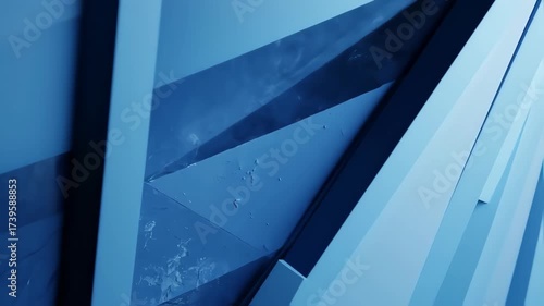 Abstract blue geometric shapes with shadows, textures, and layers