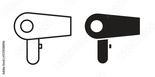 Hair dryer icon flat black and white logo