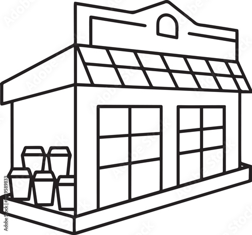 supermarket outline vector illustration line art