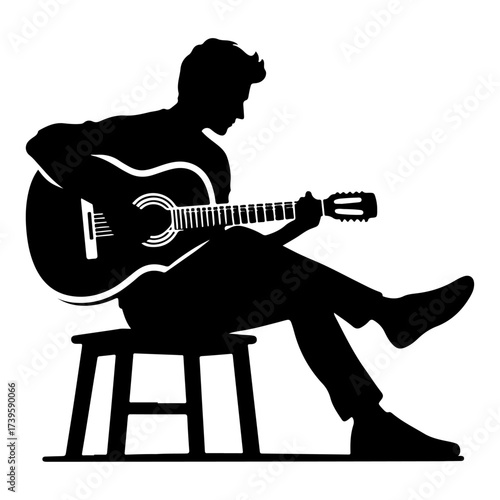 Silhouette of rock musician playing guitar