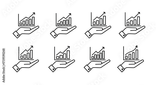 Hand holding growing financial chart icon symbolizing business growth and investment success vector