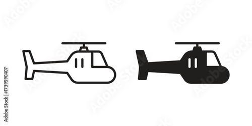 Helicopter icon flat black and white logo