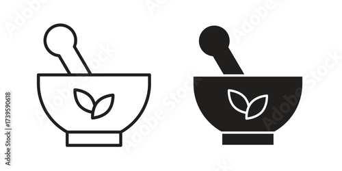 Herbal medicine icon flat black and white logo