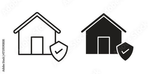Home insurance icon flat black and white logo