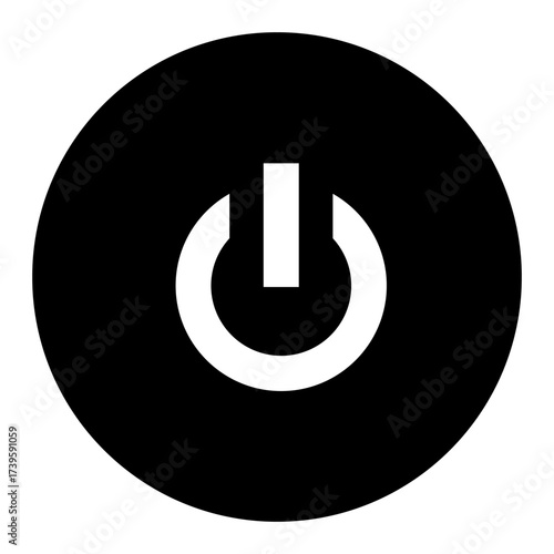 Power off button icon in black circle
