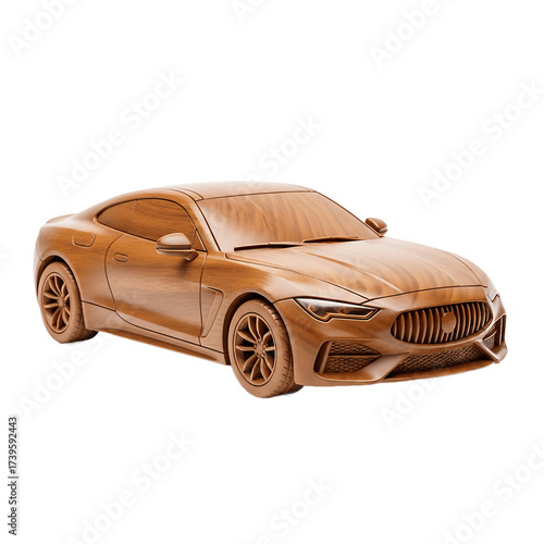 Wood car model detailed on black background