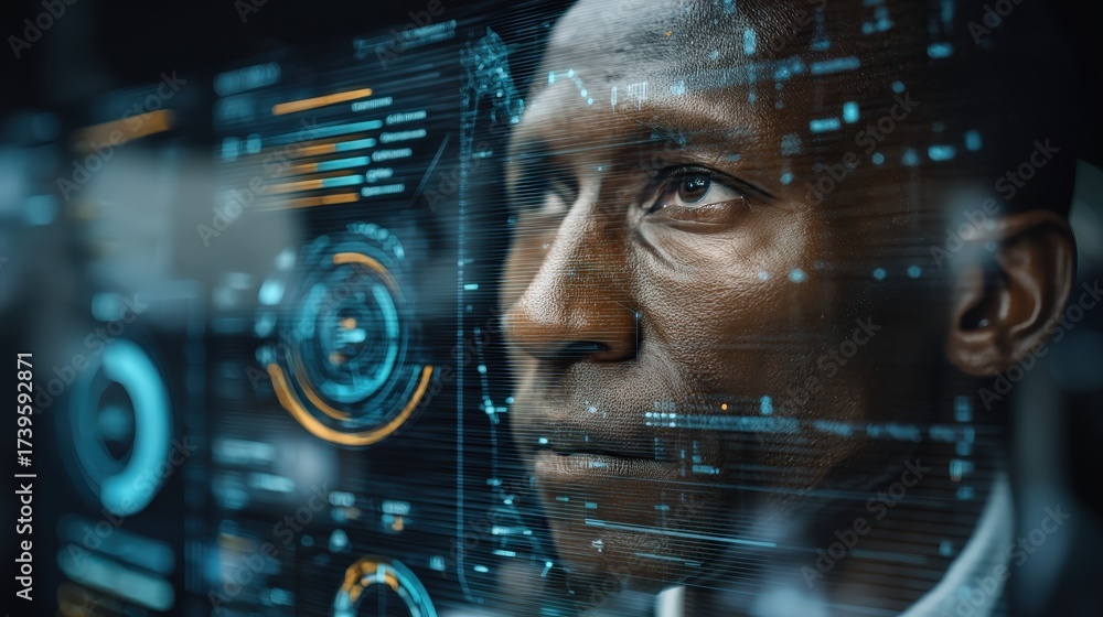 custom made wallpaper toronto digitalAI Overviews, futuristic digital dashboard displaying complex ai summaries for business leaders in modern workspace.