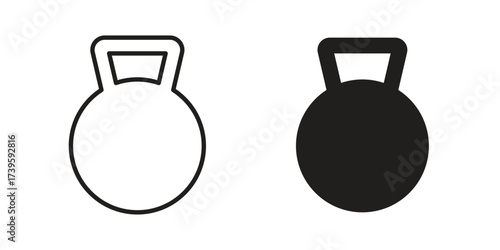 Kettlebell icon flat black and white logo