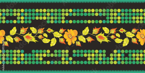 Bulgarian ornamental seamless frieze vector series. Authentic Eastern European and Slavic traditional decorative patterns of folk costumes, damasks, carpets. Balkan folklore embroidery motifs.