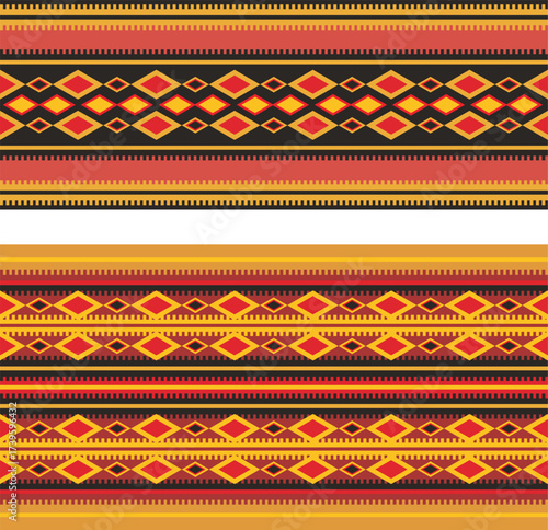 Slavic ornamental seamless frieze vector series. Authentic Eastern European traditional decorative patterns of folk costumes, damasks, carpets. Balkan folklore embroidery motifs.