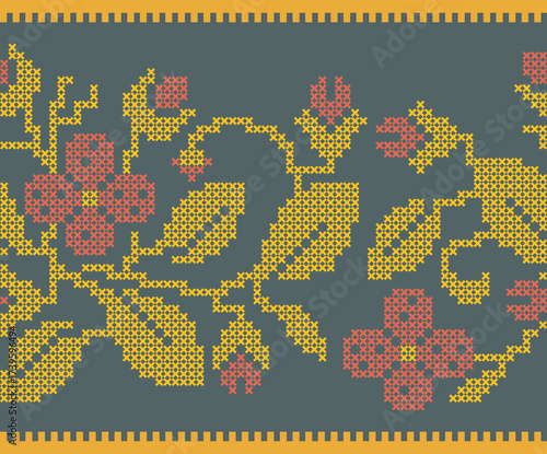 Bulgarian ornamental seamless frieze vector series. Authentic Eastern European and Slavic traditional decorative patterns of folk costumes, damasks, carpets. Balkan folklore embroidery motifs.