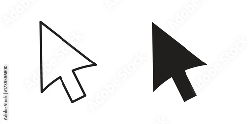Mouse pointer icon flat black and white logo