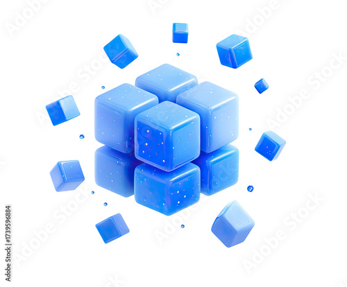 Abstract blue cube cluster