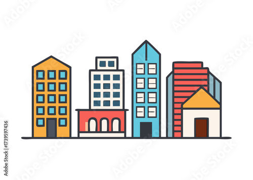 set of building icons, such as city, apartment, condominium, town .vector icon
