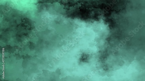 Abstract ethereal teal and black clouded background ideal for web design, social media, posters, and digital art projects.