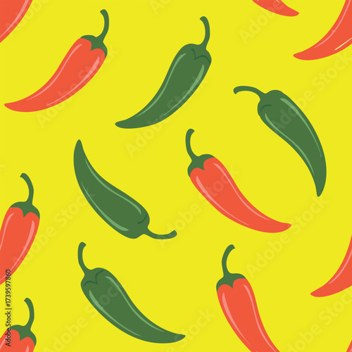 Vector seamless chilli tasty spicy hot textile fabric wrapping print