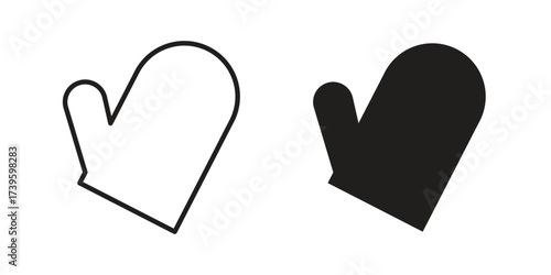 Oven mitt icon flat black and white logo