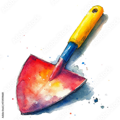watercolor of Trowel, vector, isolated on a white background.