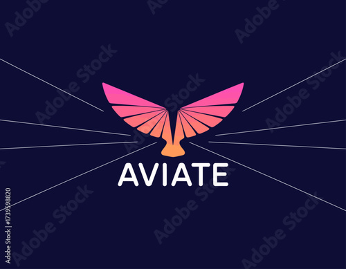 This captivating logo features a stylized bird wing in vibrant colors, symbolizing freedom and flight, ideal for companies wanting to evoke themes of aspiration and exploration.