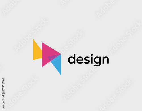 This image features a colorful logo design that utilizes geometric triangle shapes, symbolizing creativity and innovation in the design world. Perfect for creative branding.