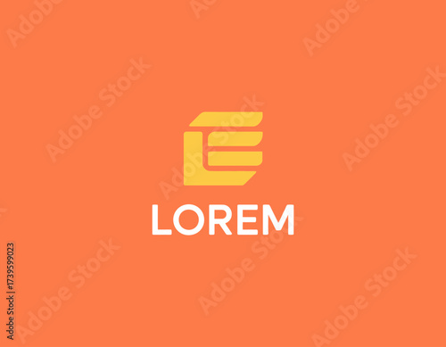 This image features a modern logo for a brand named 'Lorem', utilizing bright colors and geometric shapes to convey creativity and innovation in a corporate context.