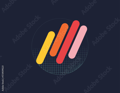 A vibrant logo featuring colorful vertical lines, perfect for art and design brands, symbolizing creativity, dynamism, and forward-thinking in modern branding.